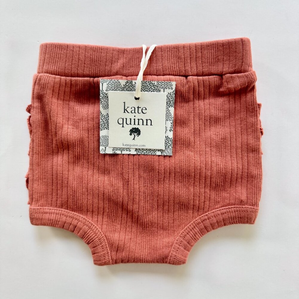 Kate Quinn Ruffle Bloomer | Ruffle Back, Ribbed | Terracotta | 3–6M | NWT